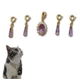 Purrpal Exquisite Pet Necklace Charms Set, for cats and dogs, DIY Gemstone Pendant Set, 5 Pendants Set, Shining your beloved Furry friends (Purple)