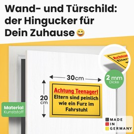 DankeDir! Teenager Parents Embarrassing - 30 x 20 cm Sign - Gift Idea Door Sign Room Boys & Girls Saying - Funny Decoration Gift Idea Funny Birthday Decoration Door Decoration Teenagers