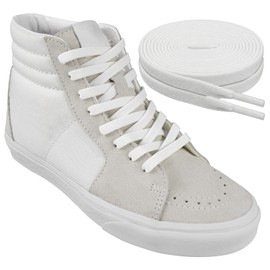 Endoto Elastic Flat No Tie Shoelaces for Vans Trainers Shoes Stretchy Wide Replacement Shoe Laces, White