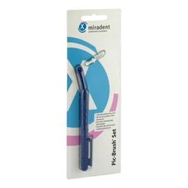 miradent Pic-Brush® Set Interdental Brush Holder Blue with 1 Brush | Conical Insertion Connector for Secure Hold | Ergonomic Handle | Ultra Fine Bristles | Also for Cleaning Brackets & Bridges