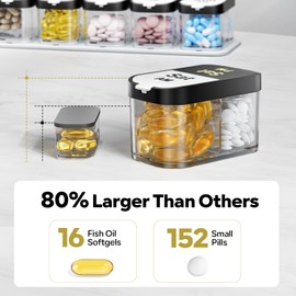 Odaro Extra Large Weekly Pill Organizer 2 Times A Day AM PM, Black