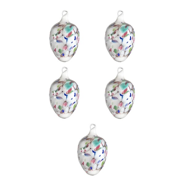 Glas-Ostereier 5 Stück versch. Farben mit Glasöse mundgeblasen Lauscha (Grün)