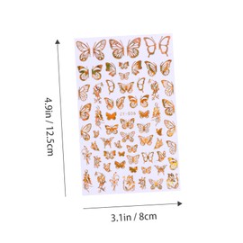 WOONEKY Long Press Nails for Women 5 Sheets Nail Art Sticker Butterfly Manicure Decor