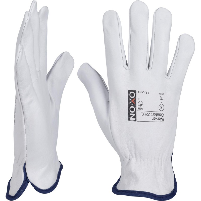 OX-ON 1 Pair Nappa Full Leather Work Gloves Assembly Gloves