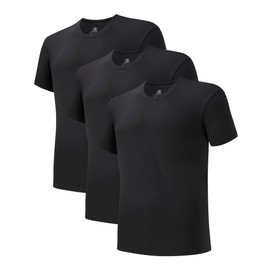 DAVID ARCHY Men’s Undershirts Quickly-Dry T-Shirts,Stretch Moisture-Wicking Crew Neck Tees for Men,3 Pack (M, Black)