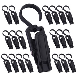 20 Pcs Super Strong Plastic Swivel Hanging Hooks, Curtain Clips, Clothes Pins, Beach Towel Clips, Home Swivel Laundry Clips for Hats, Pants, Towels, Socks, Pants (Black+20)