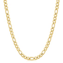 Fiusem 14k Gold plated Mens Chain Necklaces, Figaro Chains for Men, 5mm Stainless Steel Mens Necklaces 18 Inch