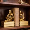Reading Thinker Statue Book Ends for Shelves, Decorative Bookends for