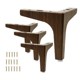 Furniture Legs 5.1 inch, Metal Sofa Legs for Furniture Set of 4, Cabinet Legs Heavy Duty, Triangle Couch Legs Feet DIY Replacement for Ottoman Cupboard Dresser, Dark Walnut