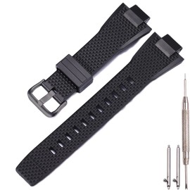 XBHSW Rubber Watch Band for Casio G-Shock G-Steel GST-B400-1AJF GSTB400-1A Mens Watch Strap Waterproof Bracelet Quick Release Watch Accessories Black Buckle xbh00418