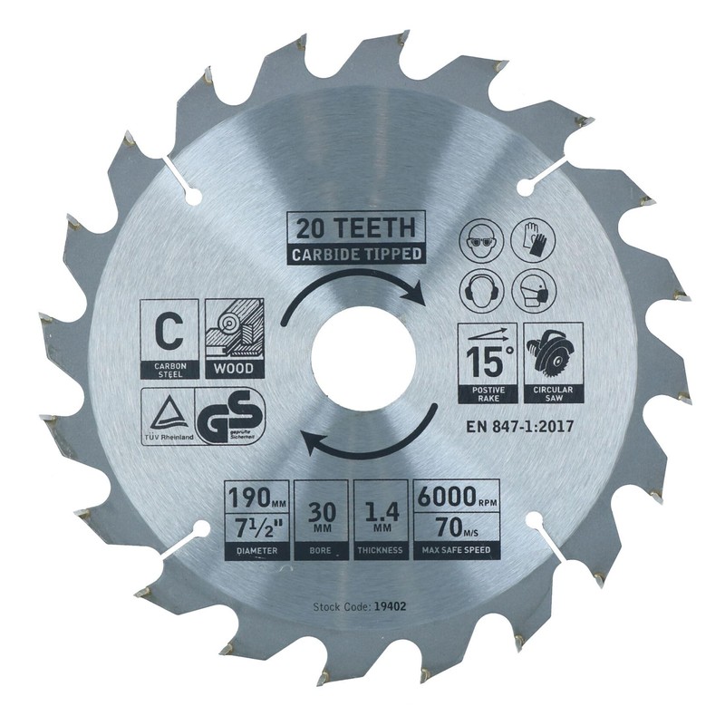 Circular Saw Blade 190mm x 30mm 20 24 40 Teeth