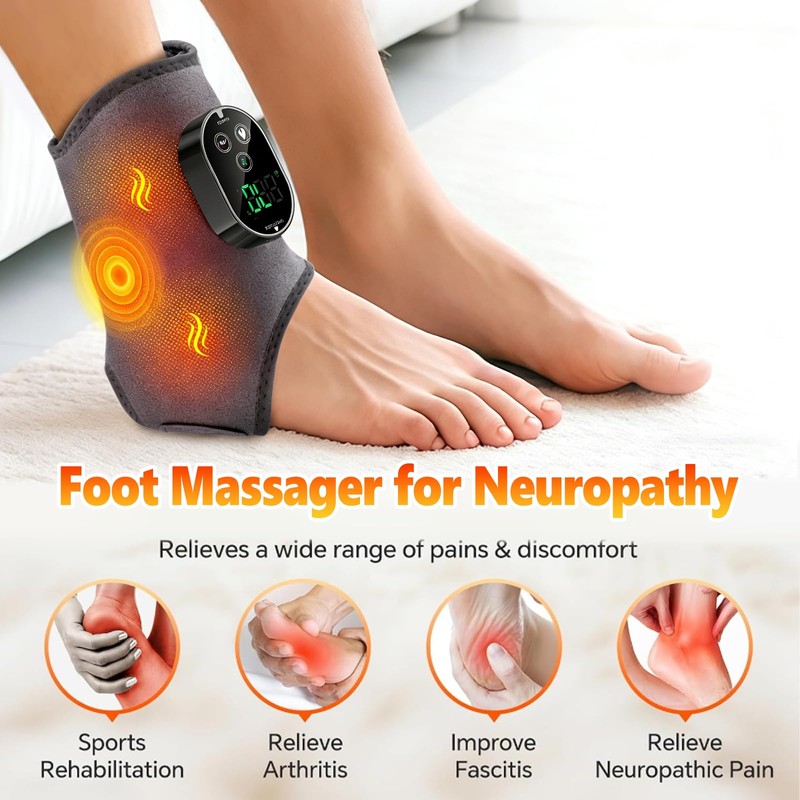 AWIL Rechargeable Ankle Foot Massager Wrap with Heat & Vibration,