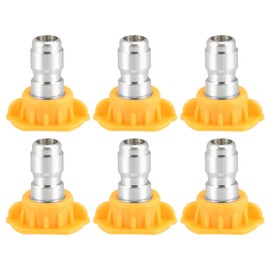A ABSOPRO High Pressure Washer Spray Nozzle Tips Quick Connector Multiple Degrees 1/4 INCH Pressure Washer Tips Stainless Steel Yellow 15° (Set of 6)