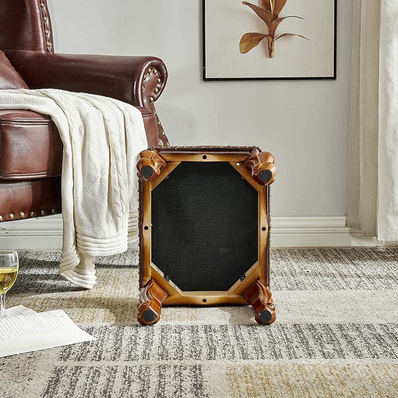 HOOTSMALL Footstool and Ottomans Small Foot Stool with Fiber Leather