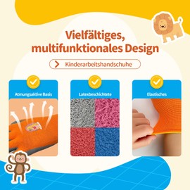 Migliore Wear 3 Pairs of Children's Work Gloves, Gardening Gloves, Children for 2-4 Years, Non-Slip Latex Coated Gardening Gloves for Outdoor Gardening, Boys & Girls