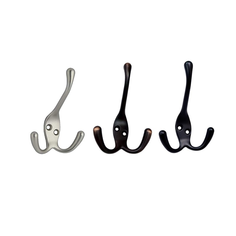 QCAA Premium Quality Coat Hat Hook with Three Prong, 4",