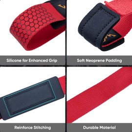 APEXUP Lifting Wrist Straps for Weightlifting, Weight Lifting Straps Gym, Deadlift Straps, Anti Slip Silicone and Neoprene Padded Weightlifting Straps Men Women Powerlifting, Strength Training (Red)