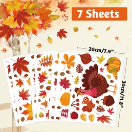 164 PCS Fall Window Clings for Glass Windows Autumn Window Clings Stickers Maple Leaf Window Stickers for Thanksgiving Autumn Home Office Decorations