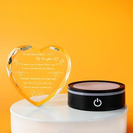 LOULIQIGIFT Gifts For Daughter From Mom Dad Crystal Heart Keepsake with Light Base to Adult Daughter for Birthdays Graduations Valentine's