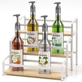 Coffee Syrup Organizer 3-Tier, 12 Bottles Capacity Syrup Rack for Coffee Bar Station, Wine Rack for Countertop, Tiered Spice Racks for Cabinet, Bottle Display Shelf Magnetic one-Step Installation