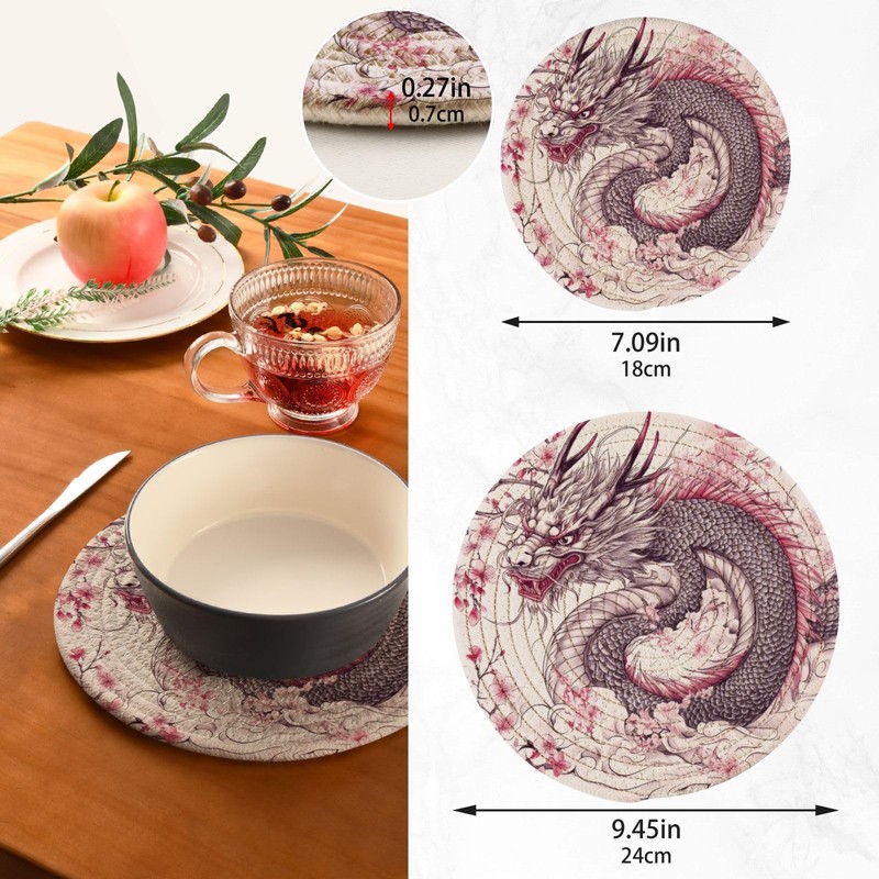Msyxl Traditional Japanese Dragon Trivets for Hot Dishes, Hot Pots