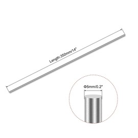 sourcing map 5mm x 350mm 304 Stainless Steel Solid Round Rod for DIY Craft - 6pcs
