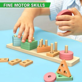 OSLINE Montessori Toys For 1 2 3 Year Old Boy Girl,Wooden Shape Sorter Toys for 2 Year Old,Learning Educational Toys for 1 2 3+ Year Old Boy Girl Gifts,1st Birthday Gifts for Boy