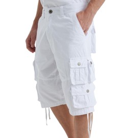 YGREYG Mens Cargo Shorts Long Capri Below The Knee Shorts 3/4 Relaxed Fit Long Shorts with Pockets White 40