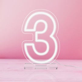 YALLOVE Neon Sign Number 3, 9.8 inches USB Powered Night Light-up Numbers for Birthdays Decor, Party Anniversary, Cafe Bar Decor (Small)