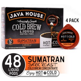 Java House Cold Brew Coffee Concentrate Single Serve Liquid Pods, Sumatran, 1.35 Fl Oz (Pack of 48)…