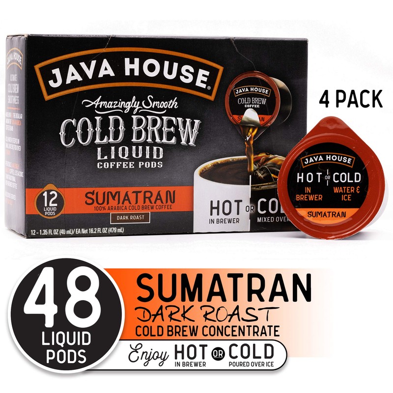 Java House Cold Brew Coffee Concentrate Single Serve Liquid Pods,
