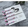 Elegant Peony Flower 20-Piece Stainless Steel Flatware Set – Durable,