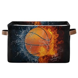 SEULIFE Ball Basketball Sport Foldable Storage Basket, Large Collapsible Organizer Storage Bin Cube Toys Storage Boxes with Handles for Bathroom Kids Nursery Closet Storage, 1 Pack