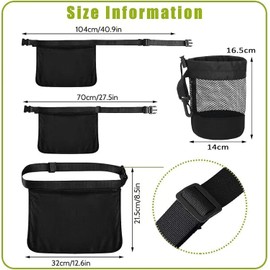 Pack of 2 Tennis Bag 35 x 27.5 x 0.1 cm Tennis Balls Mesh Bag Ball Bag Tennis Ball Waist Bag Golf Waist Bag Adjustable Mesh Bag for Tennis Balls Easy Transport for Golf Tennis Balls