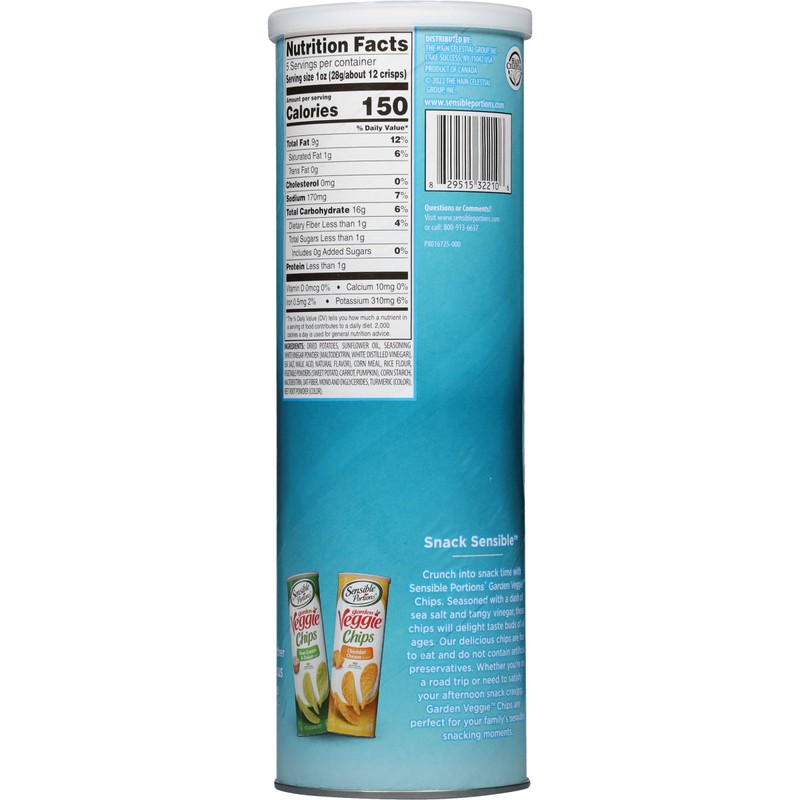 Sensible Portions Stacked Garden Veggie Chips, Salt & Vinegar, 5