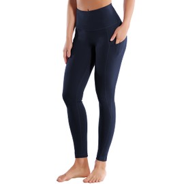 BUBBLELIME 25"/26"/27"/28" Out Pockets High Waist Yoga Pants Women Leggings Cross Pockets Pants_DARKNAVY L_25" Inseam