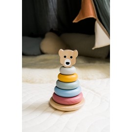 Kindsgut Stapelturm, Lernspielzeug für Kleinkinder aus Holz, schönes Geschenk zum 1. Geburtstag, dezente Farben und Schlichtes Design, hochwertige Qualität, Bär