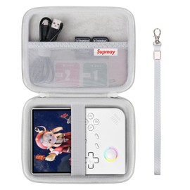 Supmay Hard Carrying Case for RG40XXV Retro Handheld Game Console, Retro Game Travel Storage Holder with Mesh Bag for SD Card, USB Charging Cable, User Manual, Grey