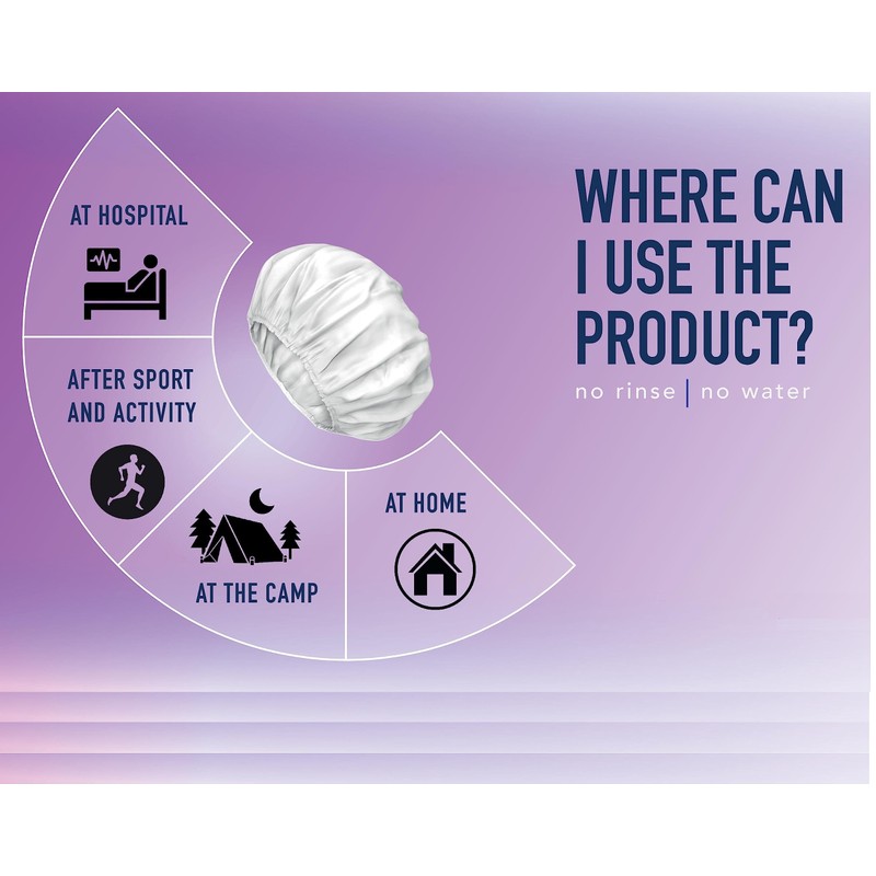 3 pk - Premium Rinse Free Shampoo Cap - Microwaveable