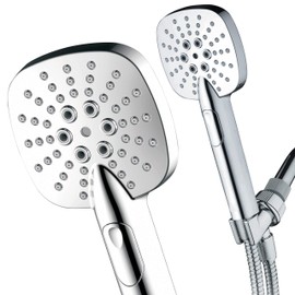AirJet-350 High Pressure Luxury Multi-Function Hand Shower with High-Velocity Flow Accelerator(TM) Hydro-Engine for More Power with Less Water! Latest Square Oval Design and Push-button Flow Control