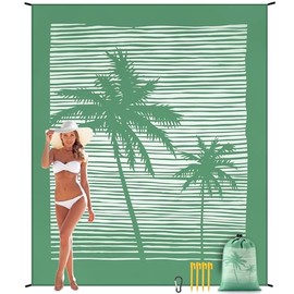 HIHOHO Beach Blanket, Sandproof Beach Mat, Waterproof Quick Drying Lightweight Outdoor Aztec Picnic Mat 79" X 83" for 2-4 Adults with Pocket for Travel, Camping, Hiking