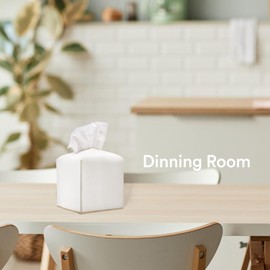 MARKABLE Tissue Box Cover, Modern PU Leather Square Holder, Decorative Holder/Organizer for Bathroom Vanity Countertop, Night Stands, Office Desk & Car 5"X5"X5"