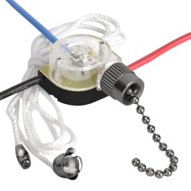 Ceiling Fan Pull Switch Zing Ear ZE-110 3 Wire 3 Way 2 Circuit 4 Position Fan Speed Pull Chain Light Switch Replacement with Pulling String, Black Nickel