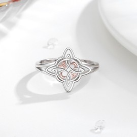 AEONSLOVE Ring 925 Silver for Men and Women, Tree of Life Adjustable Ring for Women, Open Rings Vintage with Snake/Witch's Knot/Celtic Knot, Sterling Silver