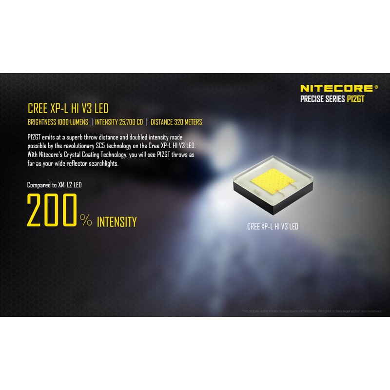 Nitecore P12Gt Flashlight Cree XP-L Hi V3 LED-with Free Andrew