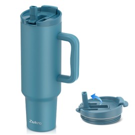 Zukro 50 oz Tumbler With Handle, 100% Leak Proof, Large Triple-wall Insulated Stainless Steel Cup with Lid and Flip Straw, No Sweat Reusable Travel Mug Fit in Cup Holder, Cold 34 Hours, Teal