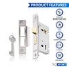 XFORT® 3 Lever Polished Chrome Mortice Sashlock 65mm, Door Lock