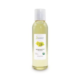 Soapeauty Grapeseed Oil Cold Pressed Unrefined USDA Certified Organic | 100% Pure & Natural | Carrier for Essential Oils, Soap Making | Moisturizer for Face, Skin, Hair, Nails, Body - 4 Fl Oz