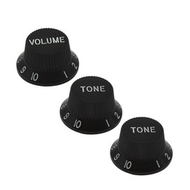 FLEOR Set mit 2T1V Ton-Lautstärkeregler, 24 Spline-Knöpfe, Zylinderhut, Imperial ST Gitarre, schwarz