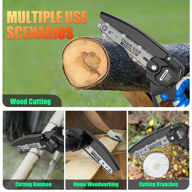 Mini Chainsaw Cordless, 6 inch Electric Chain Saw, Gardening Tool